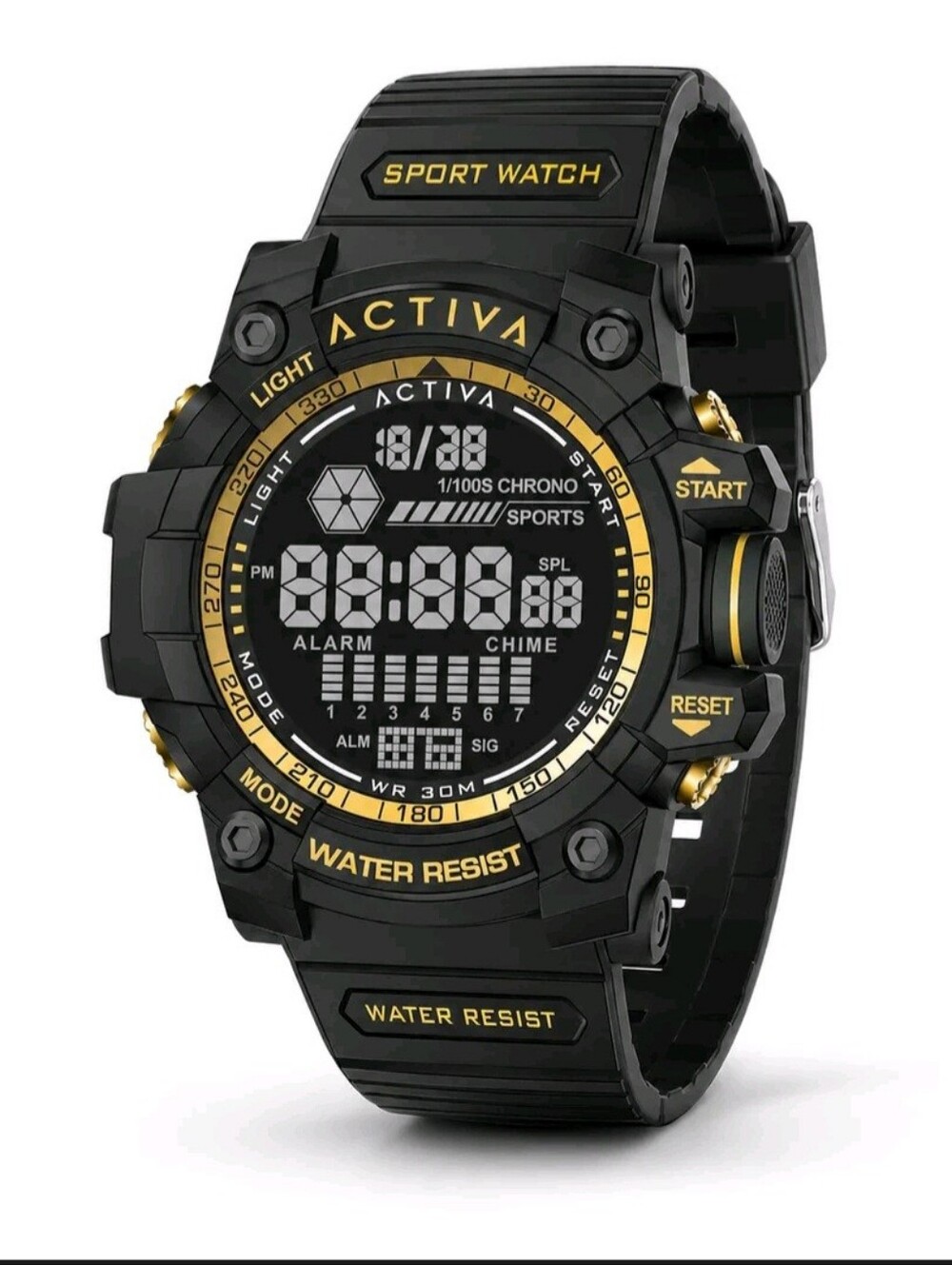 Activa By Invicta  Mens Digital Sport Watch in Black and Gold